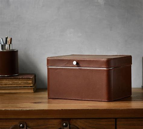 metal gift box leather|leather storage box.